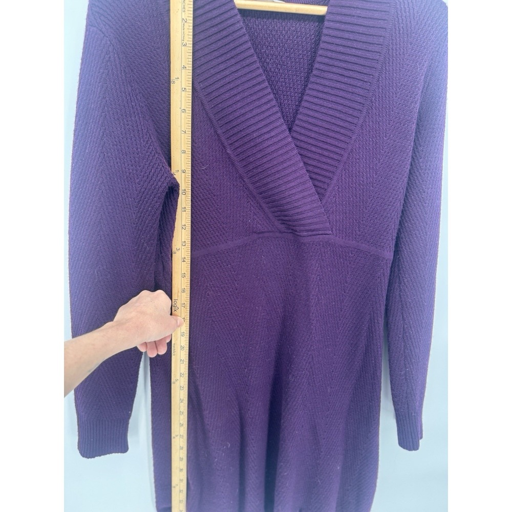 Athleta 95% Merino Wool Sweater Dress Purple V-Neck Long Sleeve Size M Luxe - Picture 6 of 8